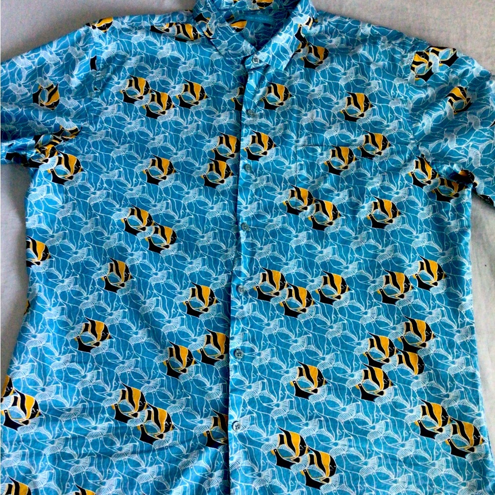 Tori Richard fish print Hawaiian shirt